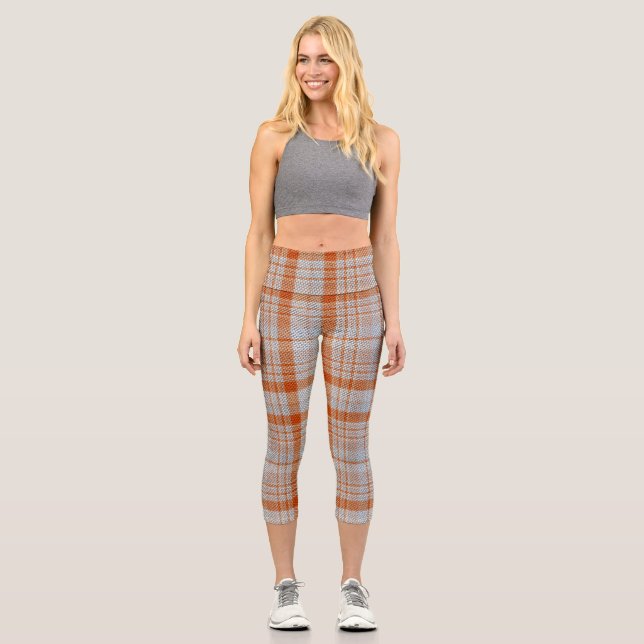 Brown Plaid Capri Leggings (Front)
