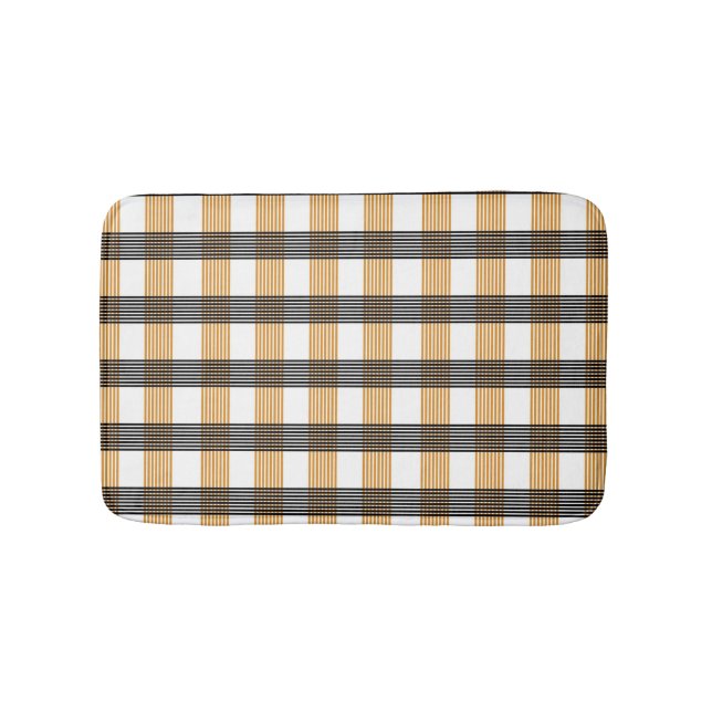 Brown Plaid Check Pattern Bath Mat (Front)