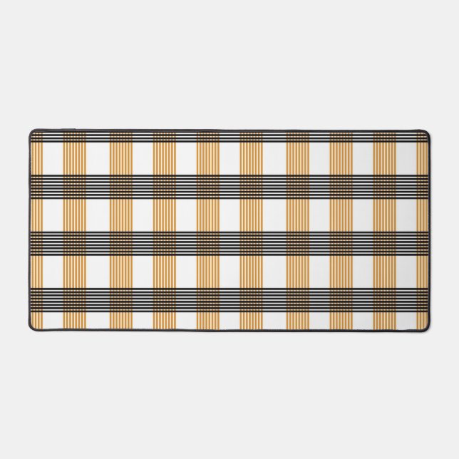 Brown Plaid Check Pattern Desk Mat (Front)