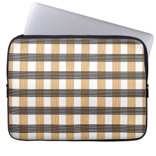 Brown Plaid Check Pattern Laptop Sleeve