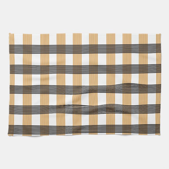 Brown Plaid Check Pattern Tea Towel (Horizontal)