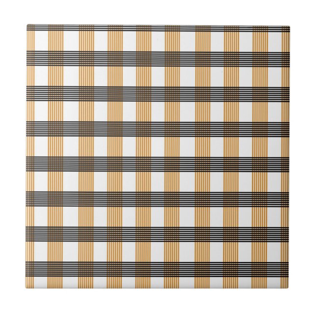 Brown Plaid Check Pattern Tile (Front)