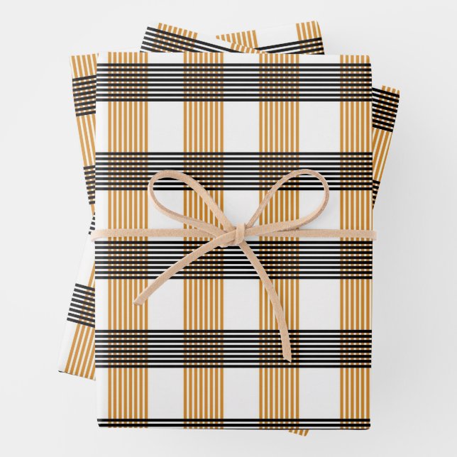 Brown Plaid Check Pattern Wrapping Paper Sheet (In situ)