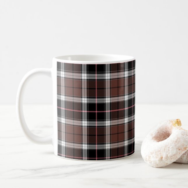 Brown Plaid Coffee Mug (With Donut)