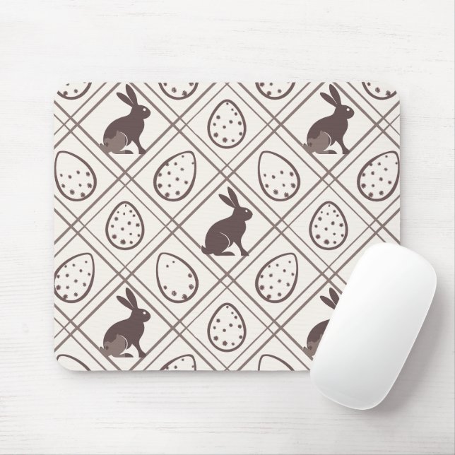 Brown Plaid Easter   Mouse Mat (With Mouse)