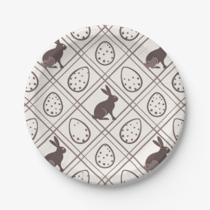 Brown Plaid Easter Paper Plate