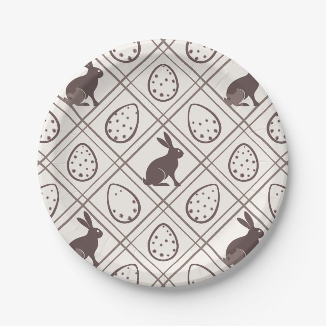 Brown Plaid Easter   Paper Plate (Front)