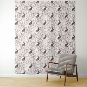 Brown Plaid Easter Tapestry
