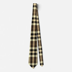 Brown Plaid in Cream and Black Tie
