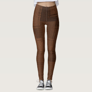 Brown Plaid Leggings 