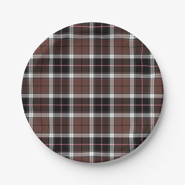 Brown Plaid Paper Plate (Front)