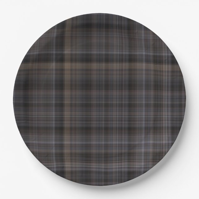 Brown Plaid (soe) Paper Plate (Front)