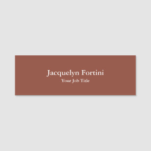 Brown Plain Elegant Modern Minimalist Name Tag