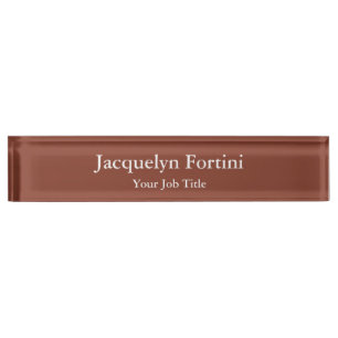 Brown Plain Elegant Modern Minimalist Nameplate