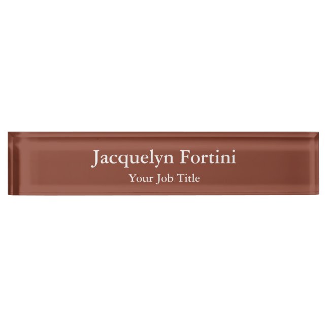 Brown Plain Elegant Modern Minimalist Nameplate (Front)