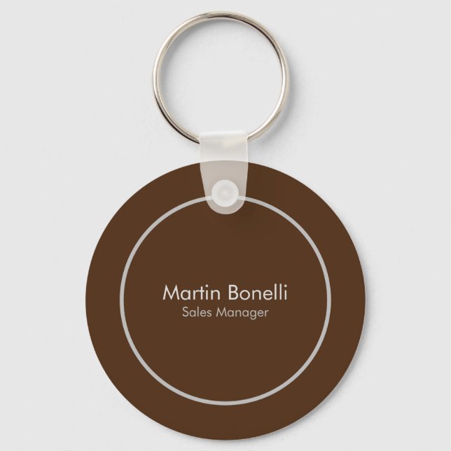 Brown Plain Simple Modern Professional Key Ring (Front)