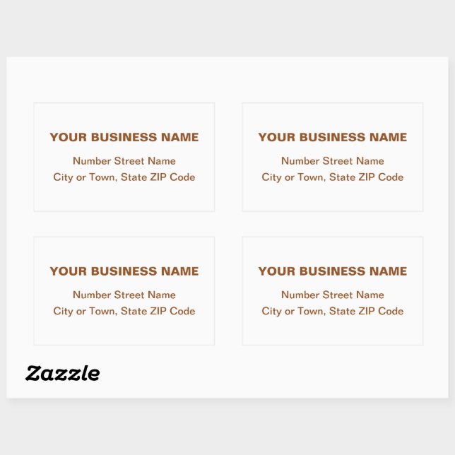 Brown Plain Texts Business Address on White Rectangular Sticker (Sheet)