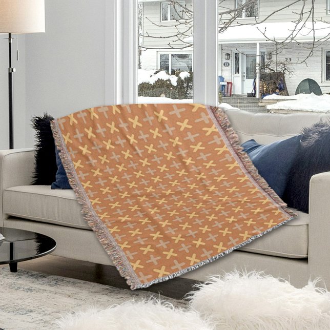 Brown Plus Pattern Throw Blanket (Creator Uploaded)