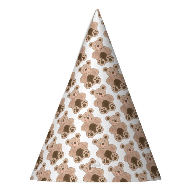Brown Plush Toy Teddy Bear Stuffed Animal Birthday Party Hat (Left)