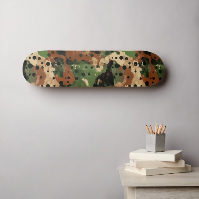 Brown Polcamo Polka Dot and Camouflage Hybrid Skateboard (Wall Art (Horz))