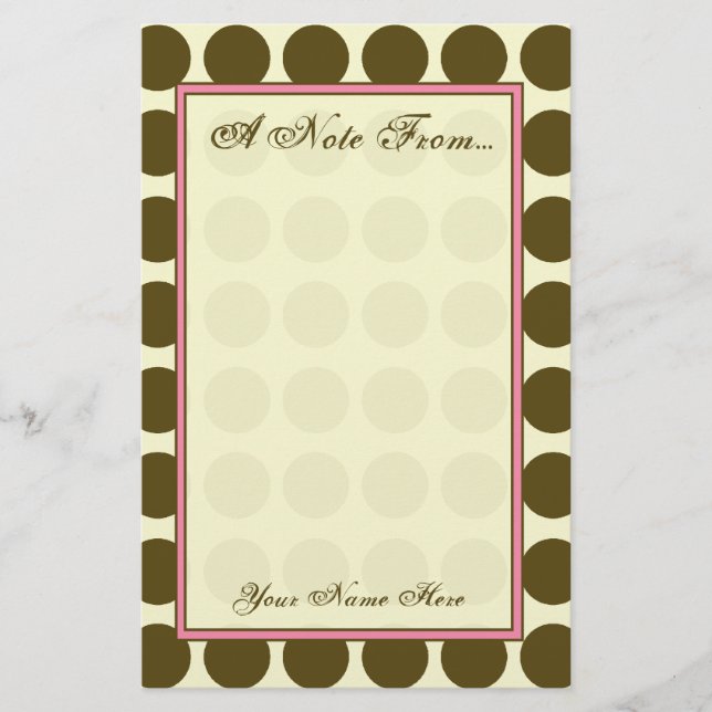 Brown Polka Dot Fashion Stationery (Front)