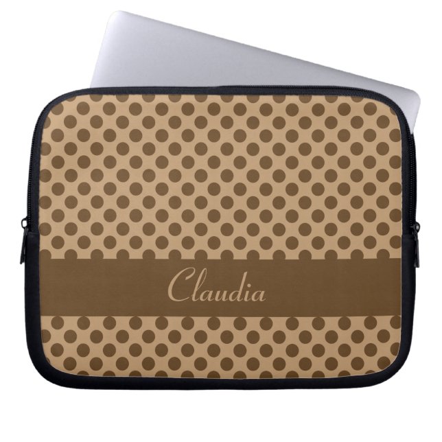 Brown Polka Dot Laptop Sleeve (Front)