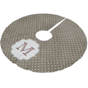 Brown Polka Dot Monogram Initial Tree Skirt
