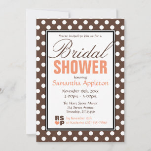 Brown Polka Dot Orange Chevron Bridal Shower Invitation