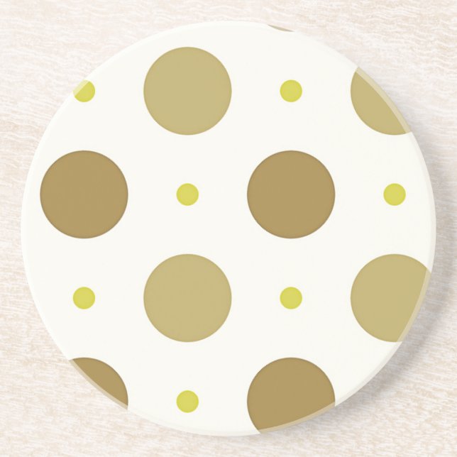 Brown Polka Dot Retro Design Sandstone Coaster (Front)