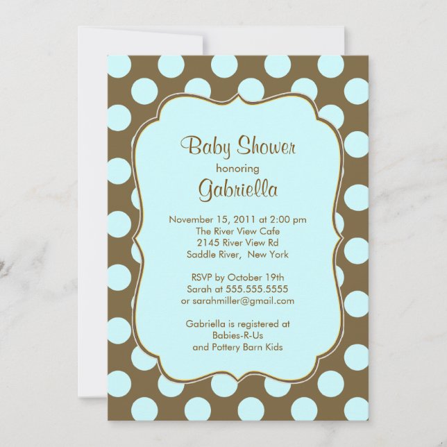 Brown Polka Dots Boy Baby Shower Invitation (Front)
