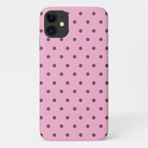 brown polka dots on pink iPhone 11 case