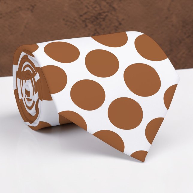 Brown Polka Dots on White Custom Necktie (Creator Uploaded)