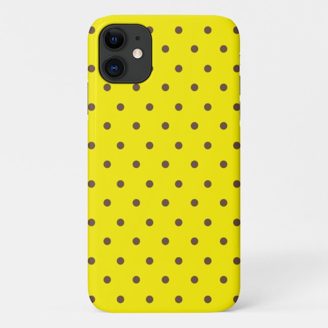 brown polka dots on yellow Case-Mate iPhone case (Back)