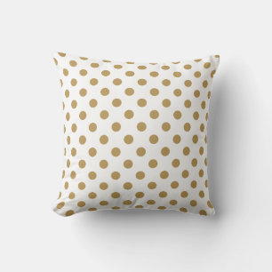 Brown Polka Dots Pattern on White Background Cushion