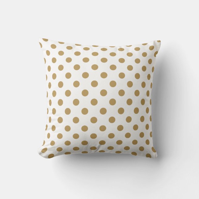 Brown Polka Dots Pattern on White Background Cushion (Front)