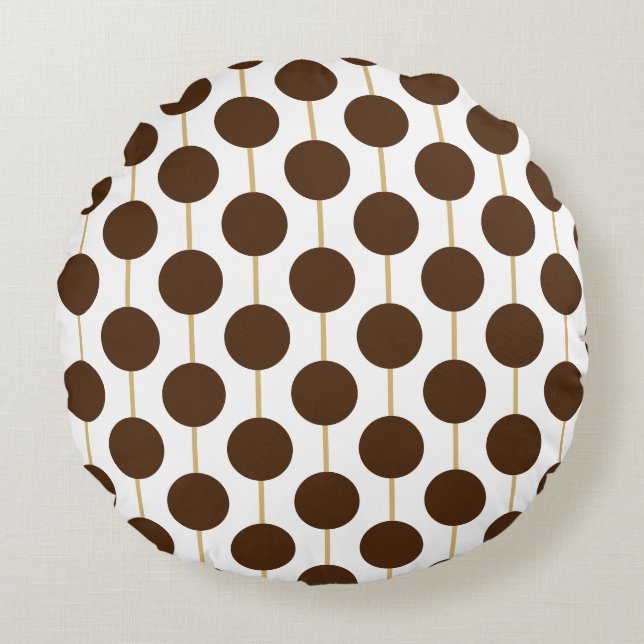 Brown Polka Dots Round Cushion (Front)