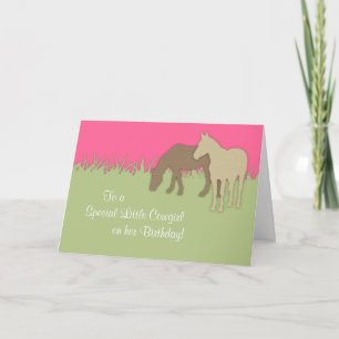 Brown Ponies Cowgirl Birthday Card