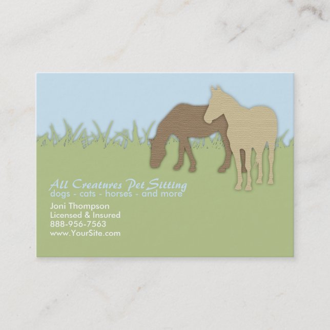 Brown Ponies Pet Sitting Business Card (Front)