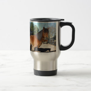 Brown pony turquoise Sky Travel Mug