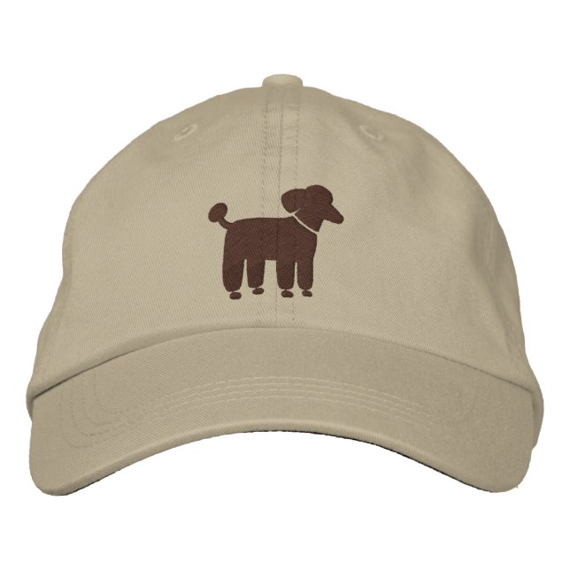 Brown Poodle Graphic Embroidered Hat (Front)