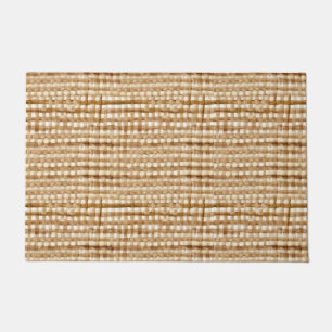 Brown Primitive Painted Print Weave Doormat