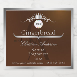 Brown Product Label Silver Frame Logo and Monogram