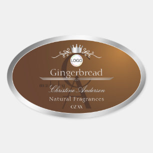 Brown Product Label Silver Frame Logo and Monogram