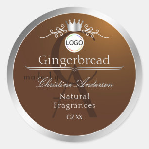 Brown Product Label Silver Frame Logo and Monogram