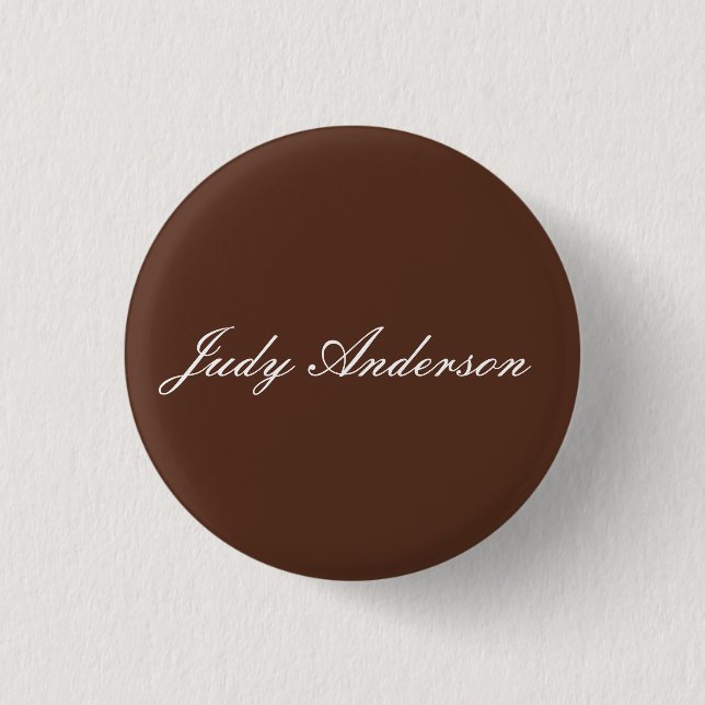 Brown Professional Plain Modern Elegant 3 Cm Round Badge (Front)