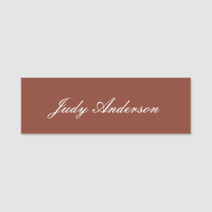 Brown Professional Plain Modern Elegant Name Tag