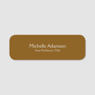 Brown Professional Plain Modern Name Tag
