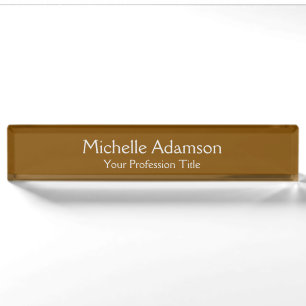 Brown Professional Plain Modern Nameplate