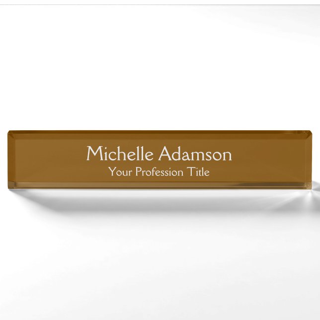Brown Professional Plain Modern Nameplate (Front)