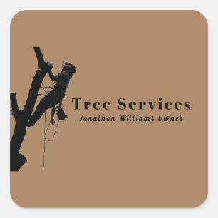 Brown Professional Tree Trimming Service Business Square Sticker